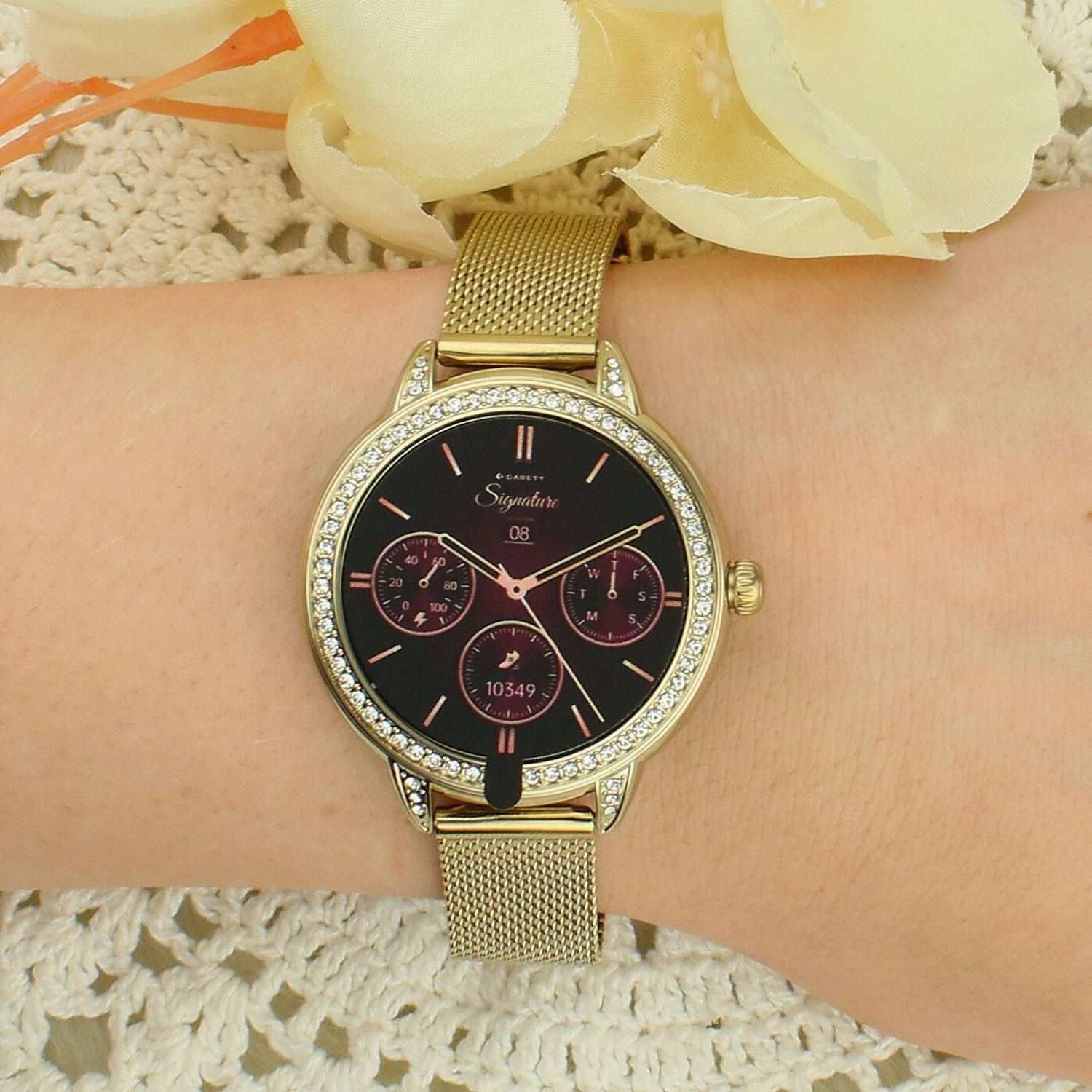 Zegarek Garett Stella złoty mesh.jpg